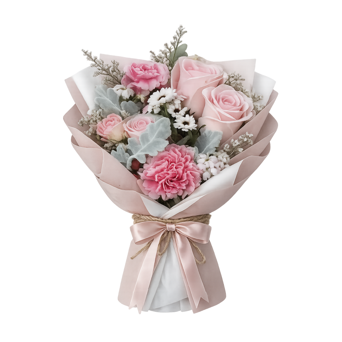 Elise Blush pink rose and mixed flower bouquet