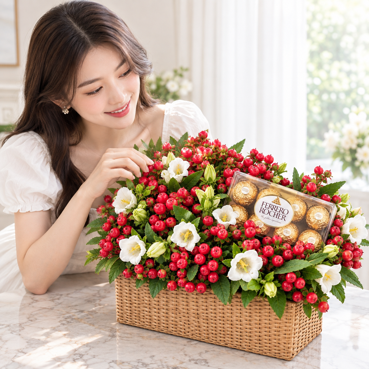 Flower & Chocolate Basket – Royale Indulgence