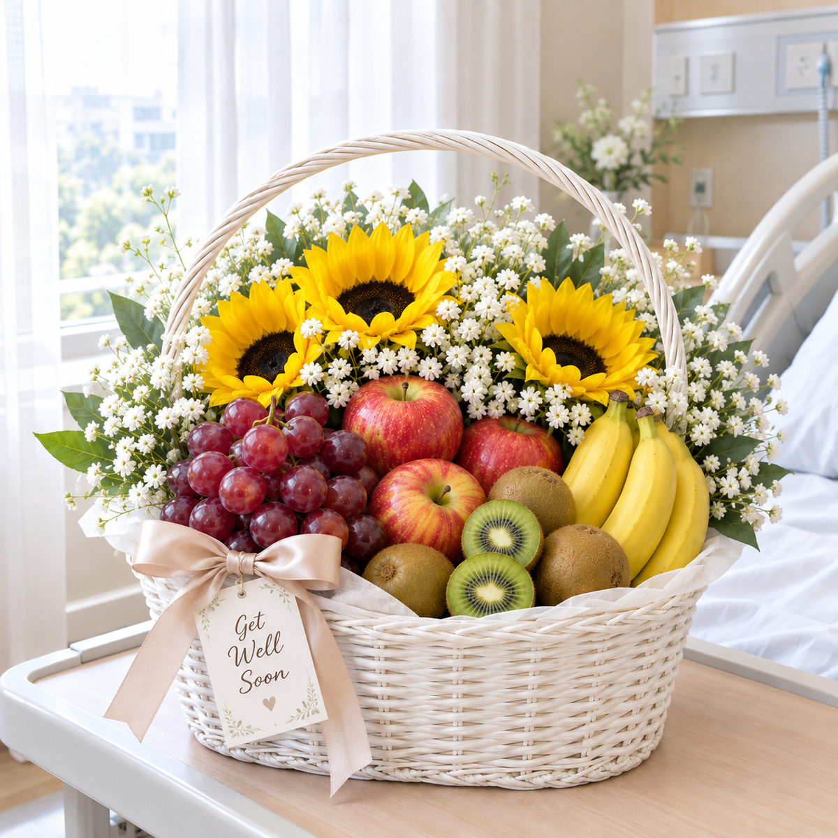 Sunflowers Floral Fruit Basket - Sunshine Harvest