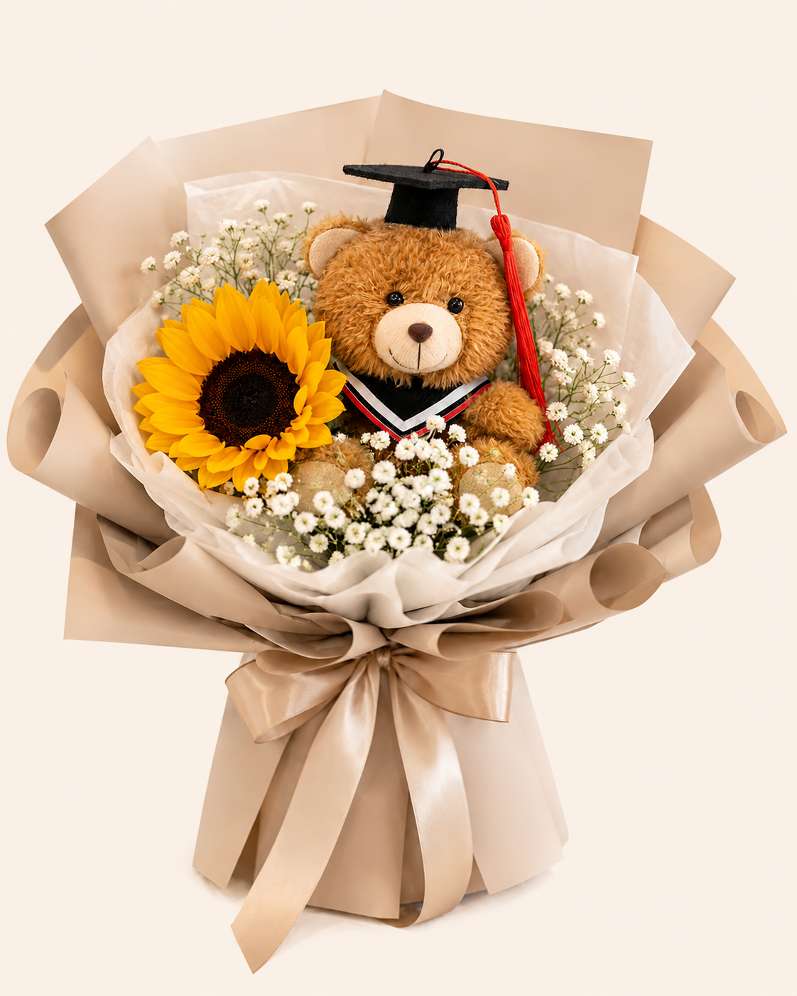 Sunflower & Graduation Bear Bouquet - Petite Graduation Bouquet