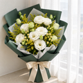 White Roses & Eustoma Bouquet - Verdant Éclat